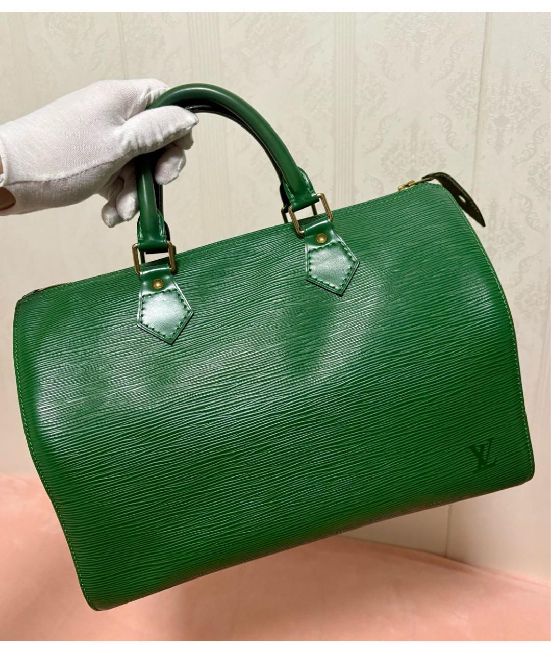 LOUIS VUITTON Зеленая кожаная сумка с короткими ручками, фото 2