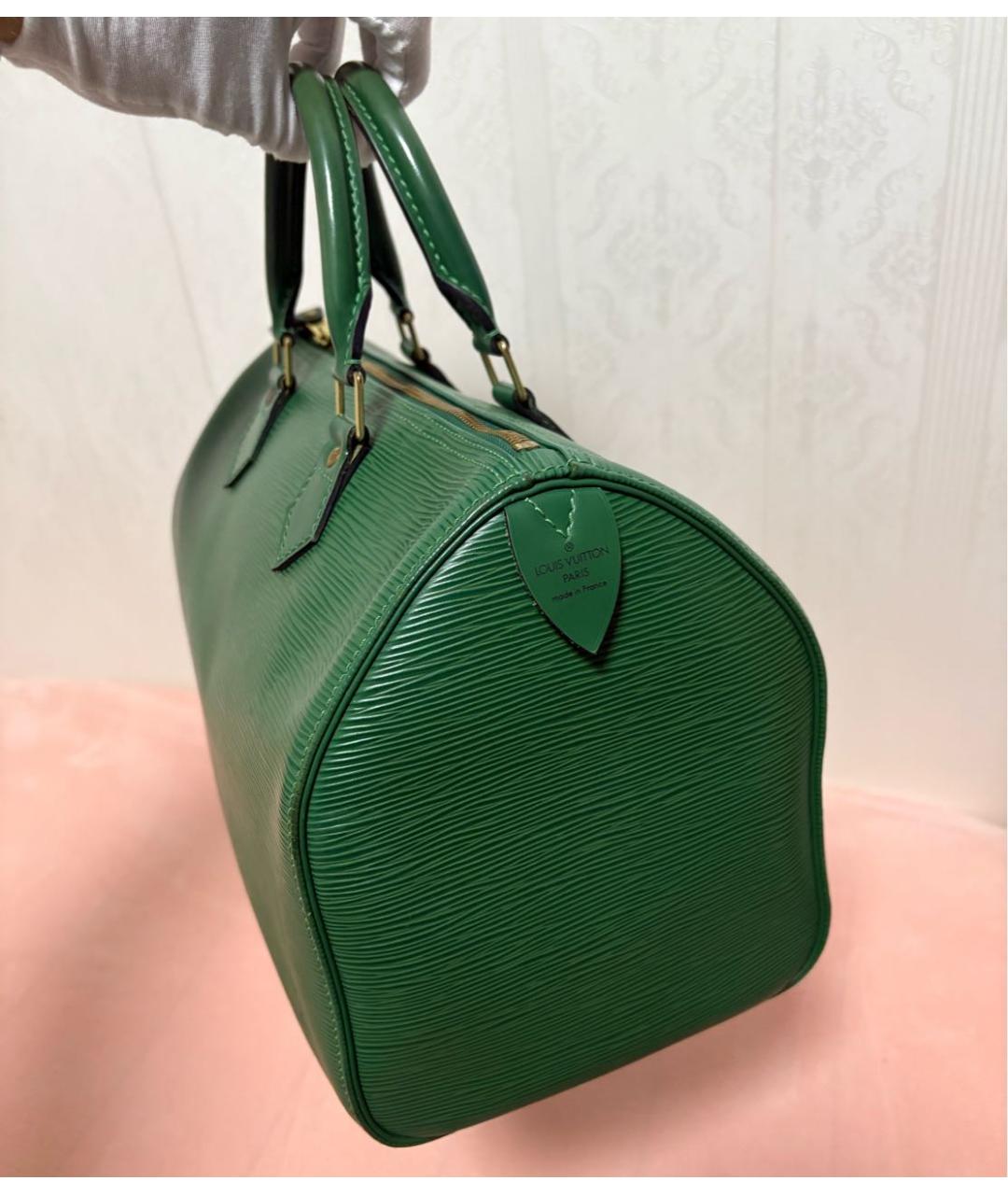 LOUIS VUITTON Зеленая кожаная сумка с короткими ручками, фото 5