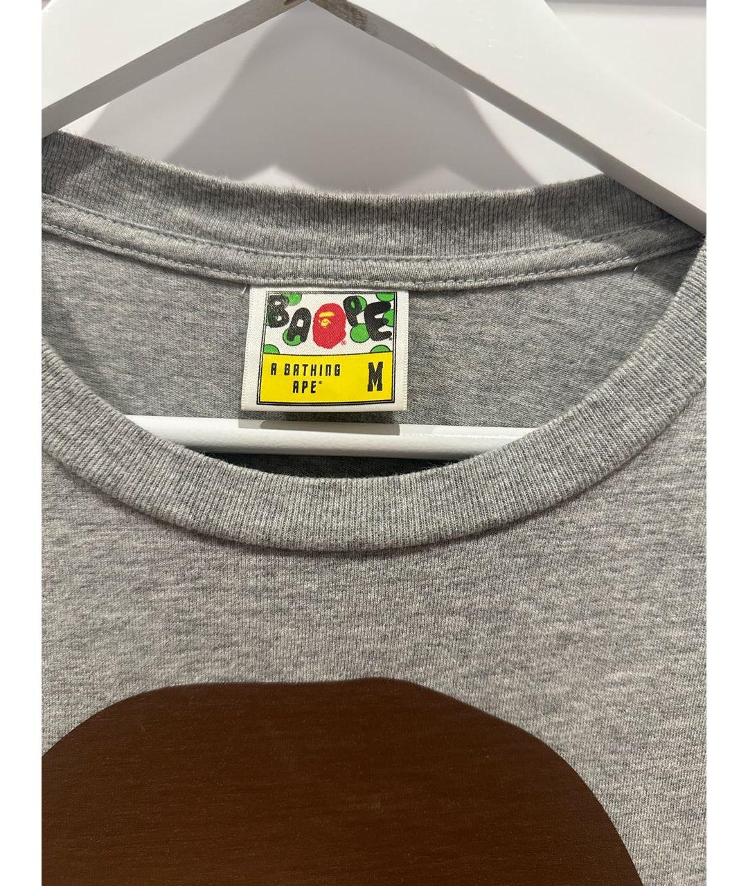 A BATHING APE Серая хлопковая футболка, фото 3