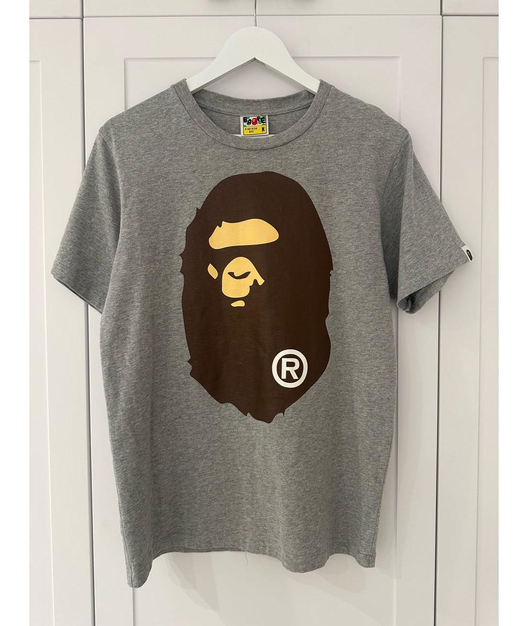 A BATHING APE Серая хлопковая футболка, фото 5