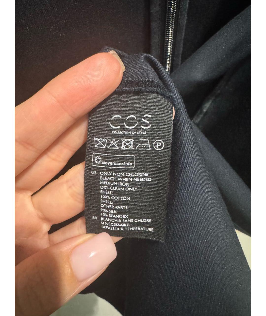 COS Темно-синее хлопковое коктейльное платье, фото 7