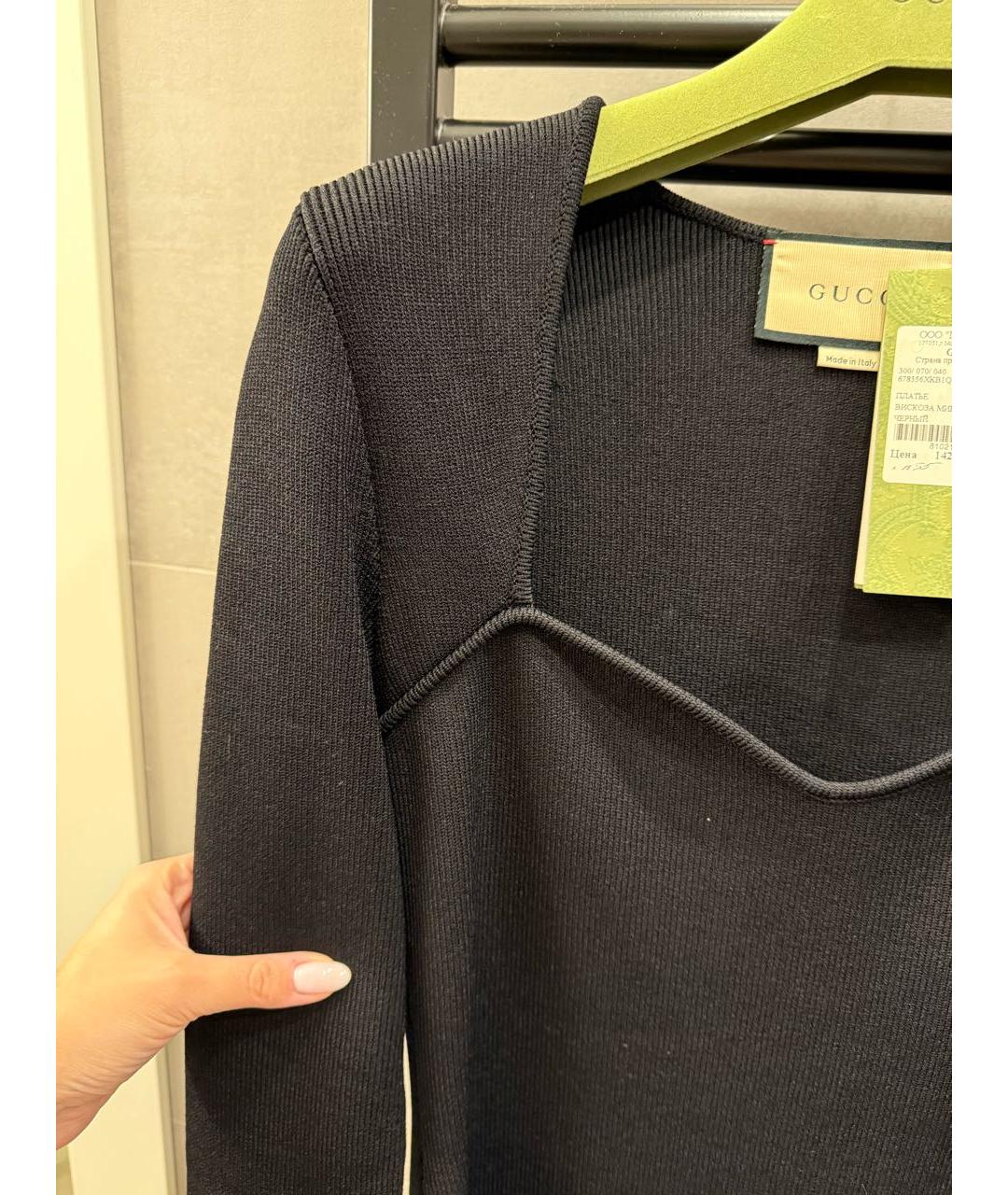 GUCCI Черное вискозное вечернее платье, фото 5