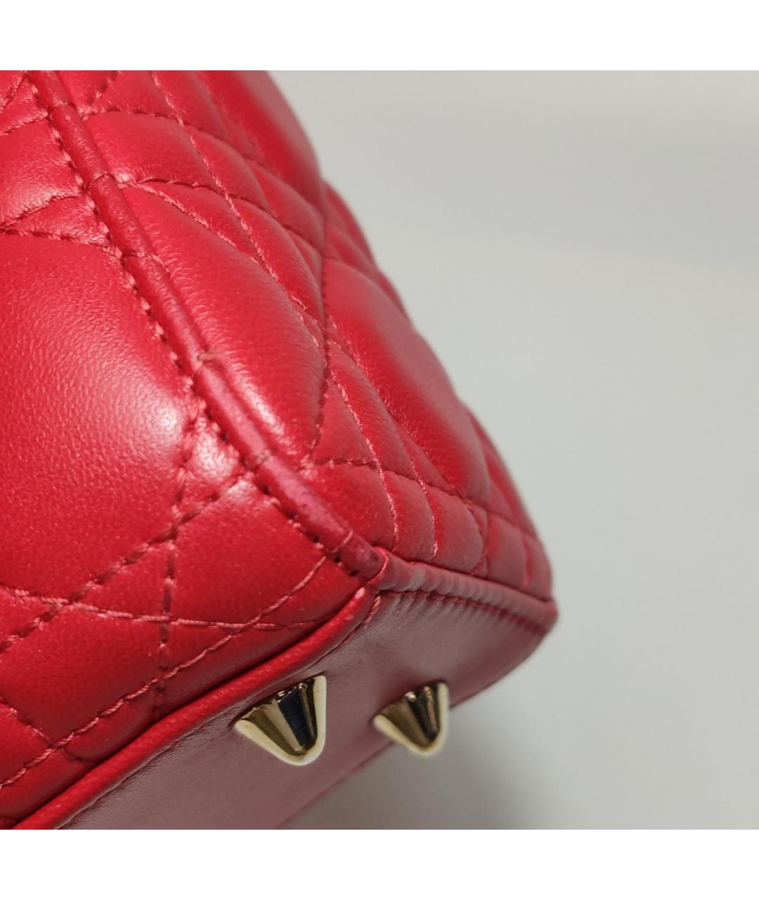CHRISTIAN DIOR Красная кожаная сумка с короткими ручками, фото 6