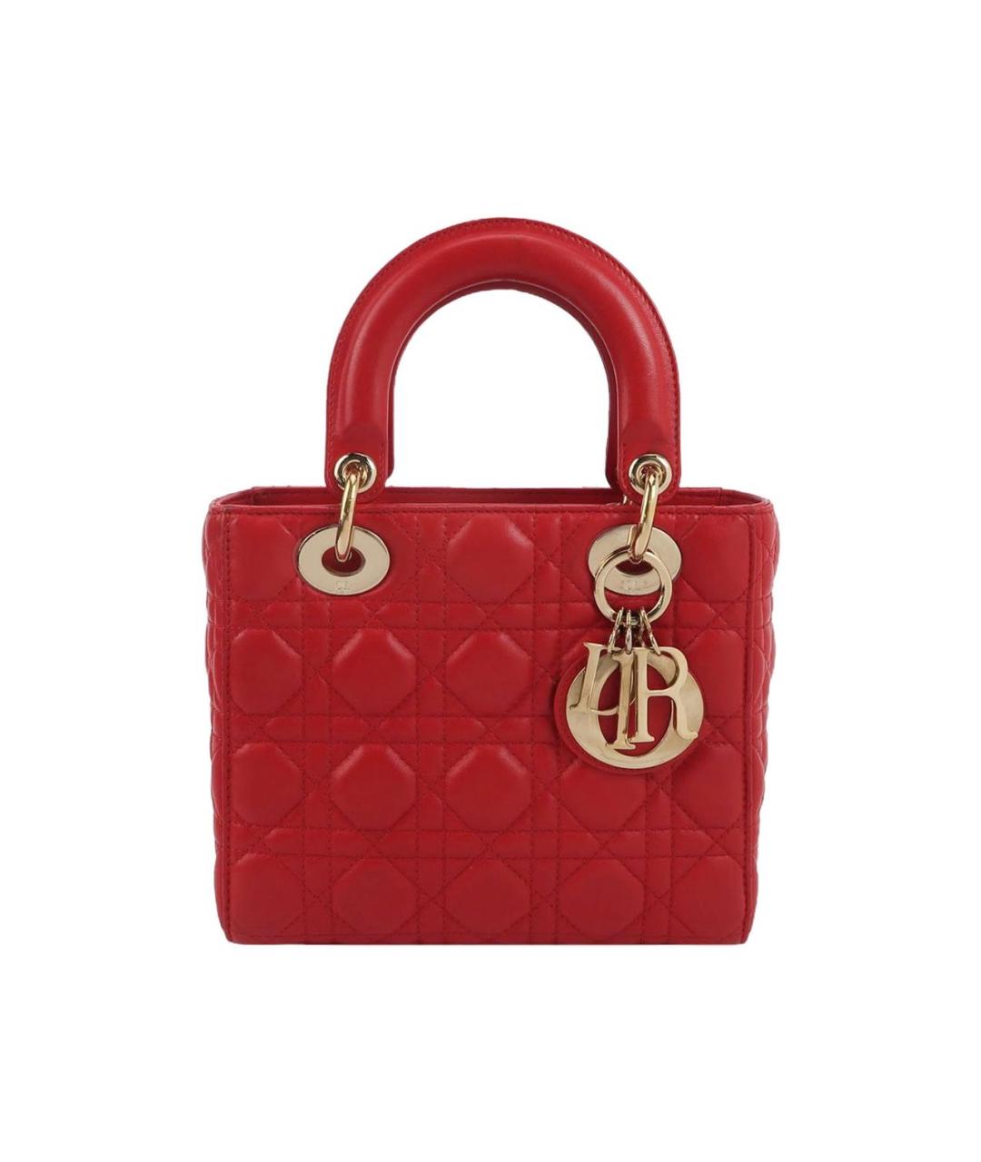 CHRISTIAN DIOR Красная кожаная сумка с короткими ручками, фото 9