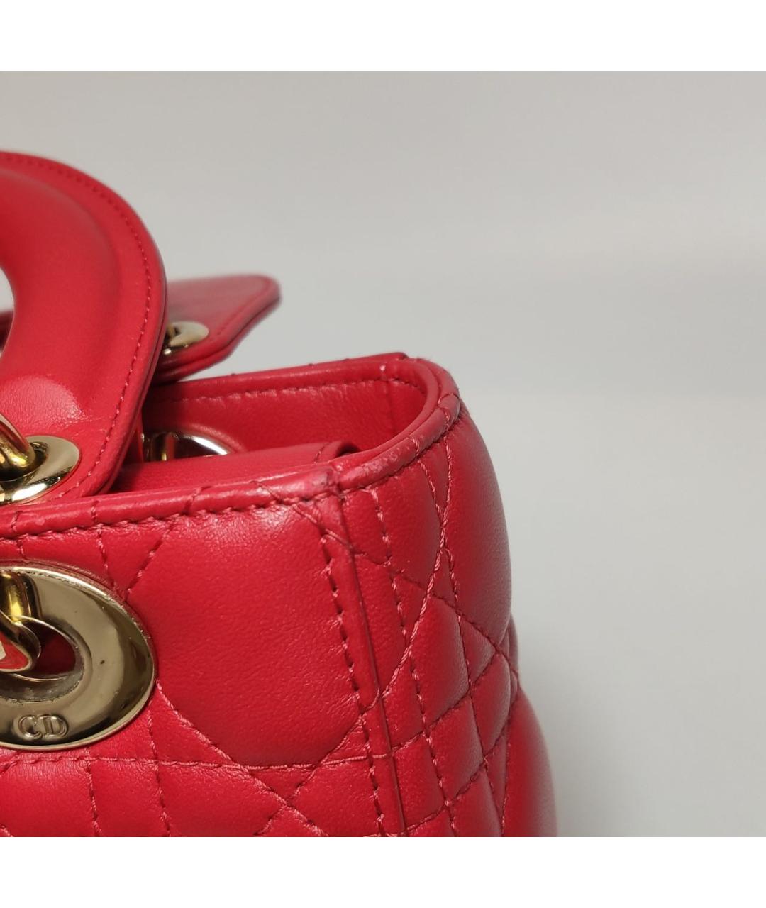 CHRISTIAN DIOR Красная кожаная сумка с короткими ручками, фото 7