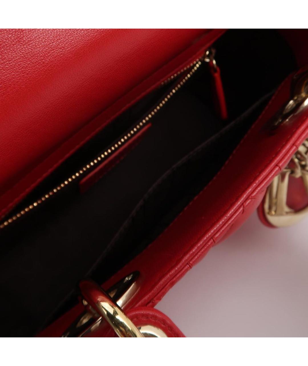 CHRISTIAN DIOR Красная кожаная сумка с короткими ручками, фото 4