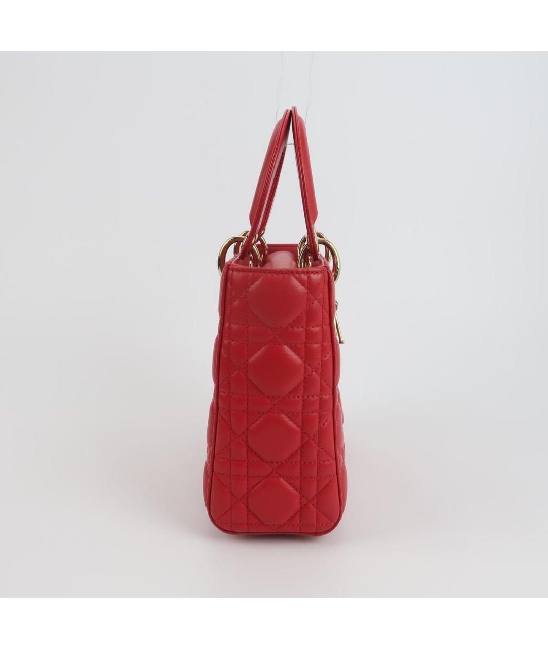 CHRISTIAN DIOR Красная кожаная сумка с короткими ручками, фото 3