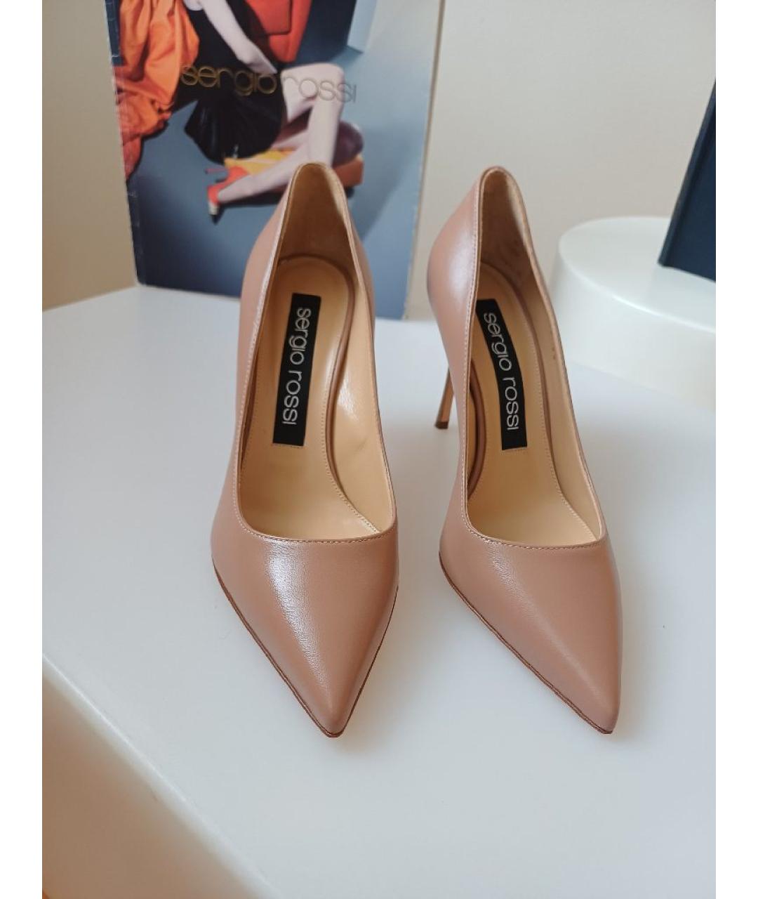 SERGIO ROSSI Бежевые кожаные туфли, фото 5