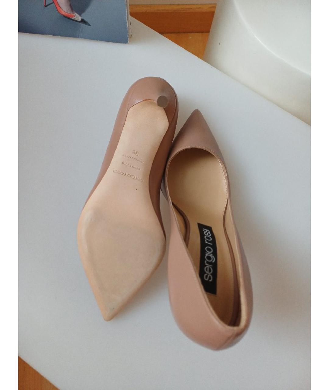 SERGIO ROSSI Бежевые кожаные туфли, фото 7