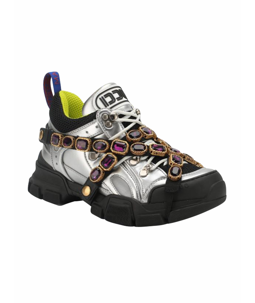 GUCCI Серебряные кожаные кроссовки, фото 1