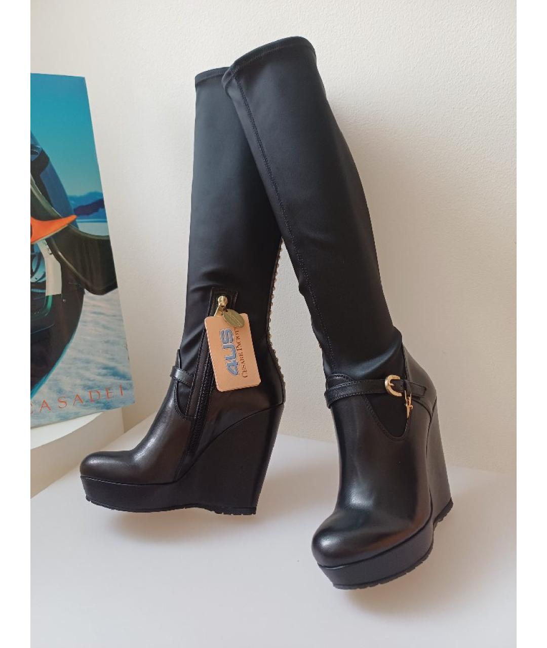 CESARE PACIOTTI Черные кожаные сапоги, фото 3