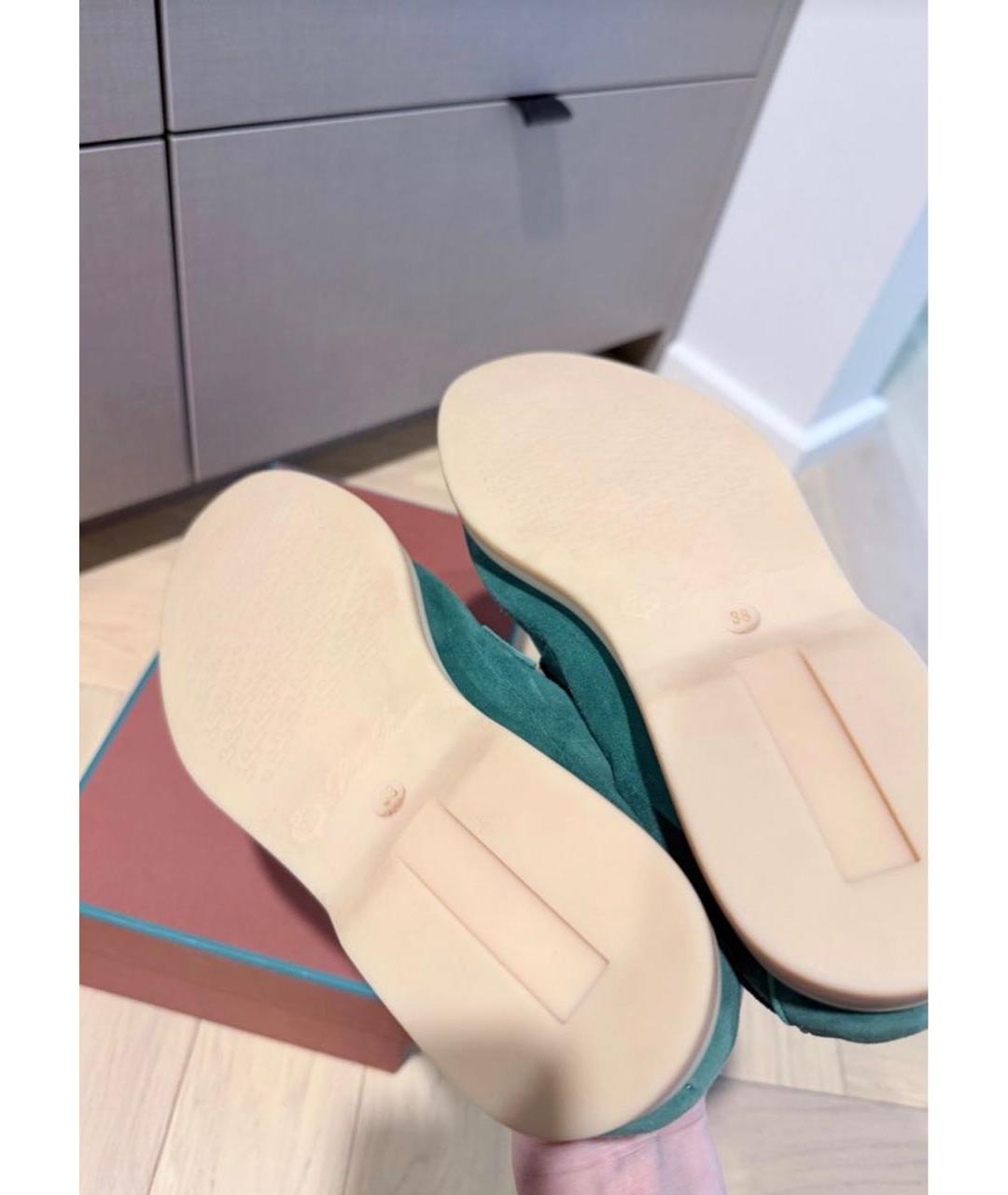 LORO PIANA Зеленые замшевые лоферы, фото 4