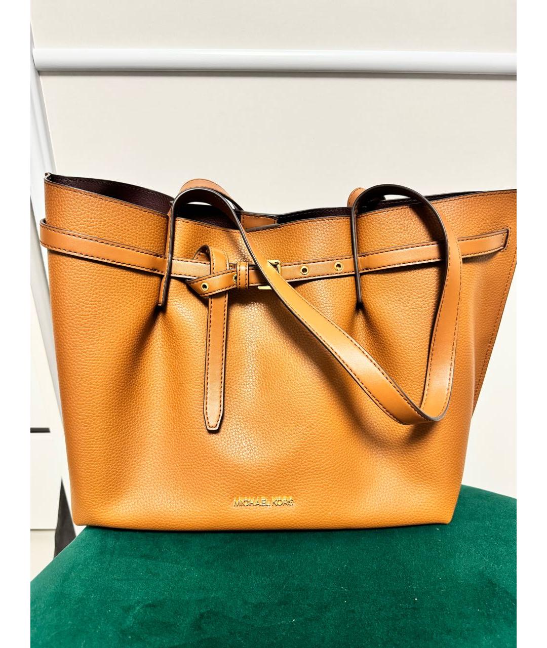 MICHAEL KORS Коричневая кожаная сумка через плечо, фото 3