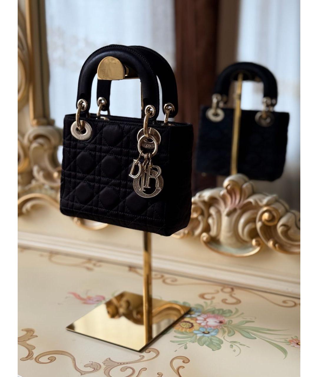 CHRISTIAN DIOR Черная шелковая сумка с короткими ручками, фото 3