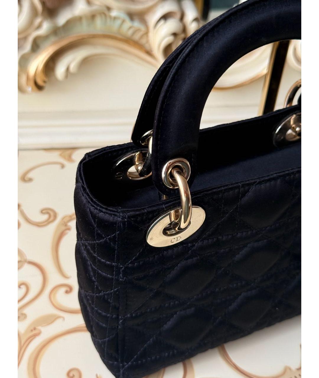 CHRISTIAN DIOR Черная шелковая сумка с короткими ручками, фото 6