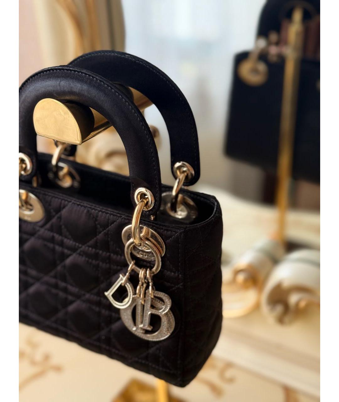 CHRISTIAN DIOR Черная шелковая сумка с короткими ручками, фото 4