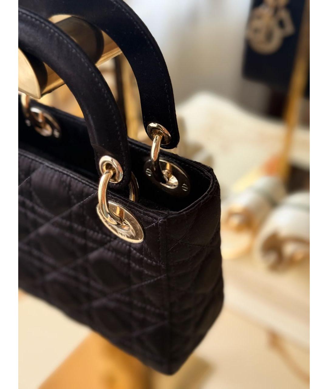 CHRISTIAN DIOR Черная шелковая сумка с короткими ручками, фото 5