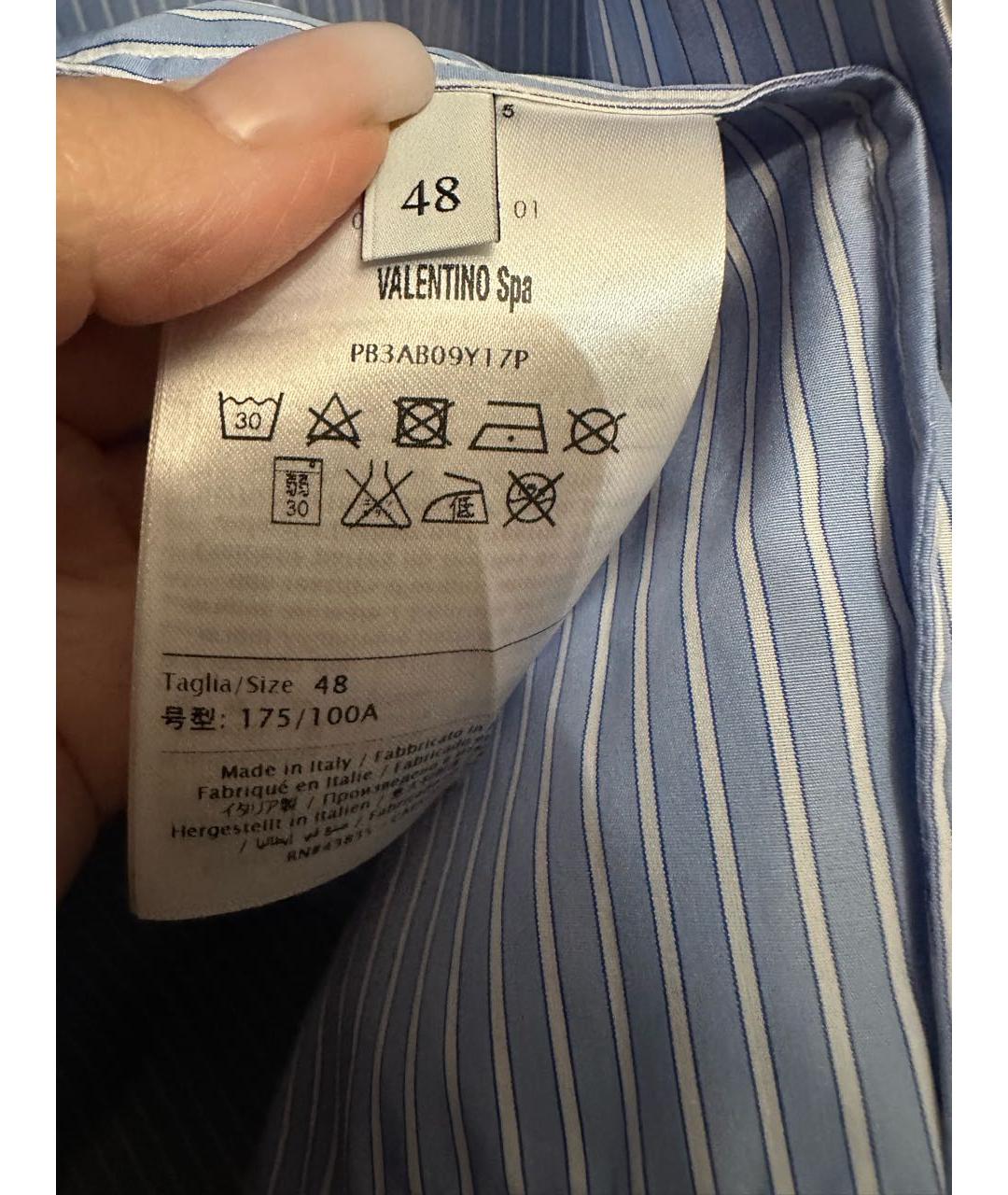 VALENTINO Голубая хлопковая рубашка, фото 3