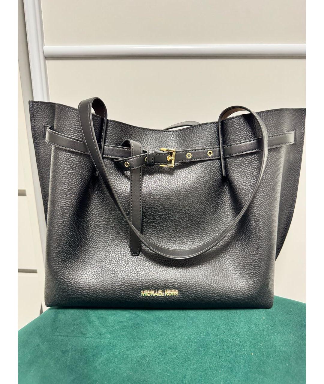 MICHAEL KORS Черная кожаная сумка через плечо, фото 3