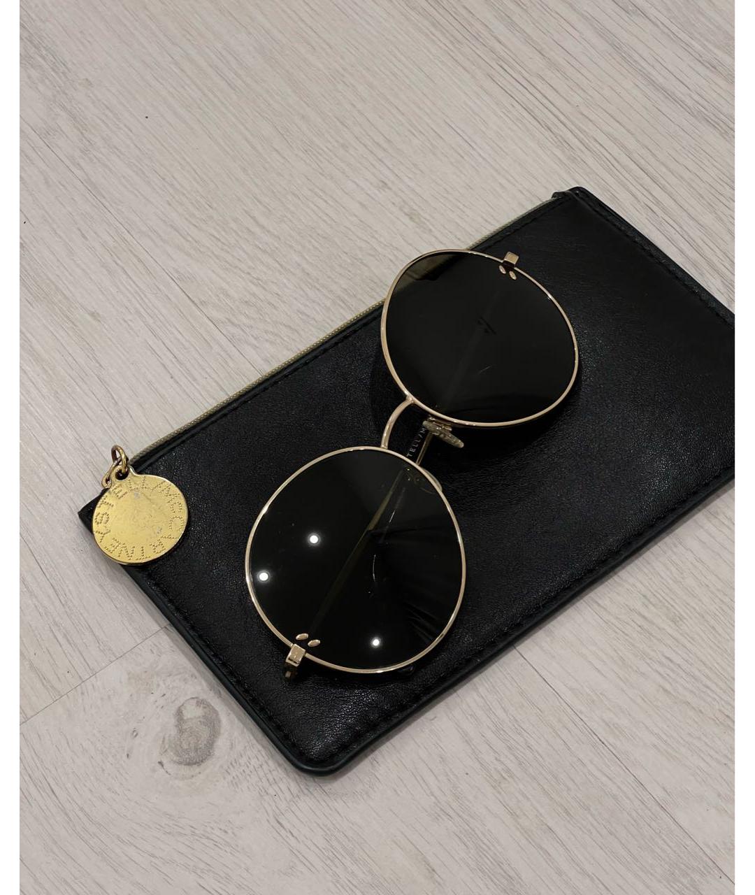 STELLA MCCARTNEY Золотые металлические солнцезащитные очки, фото 5