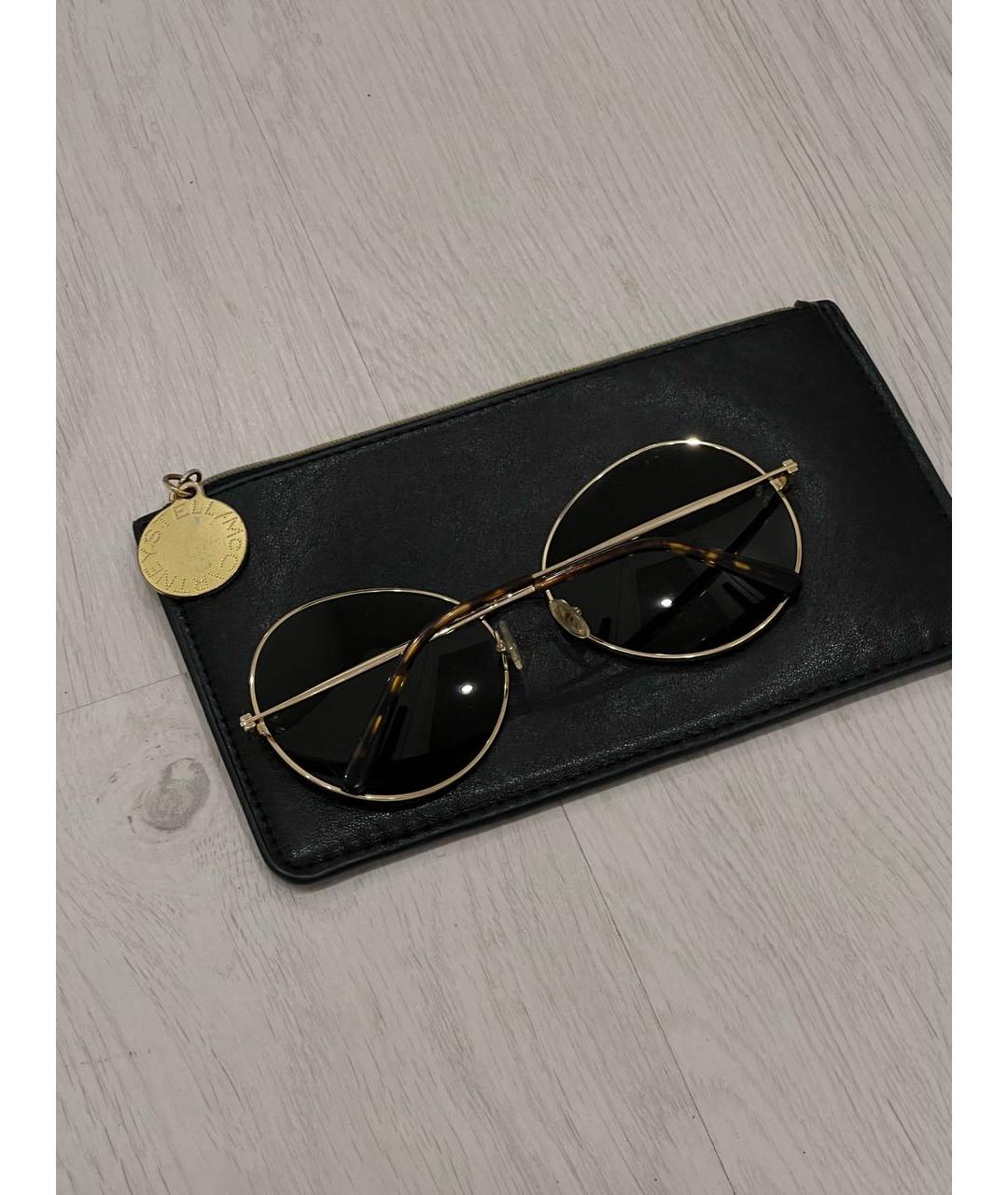 STELLA MCCARTNEY Золотые металлические солнцезащитные очки, фото 3