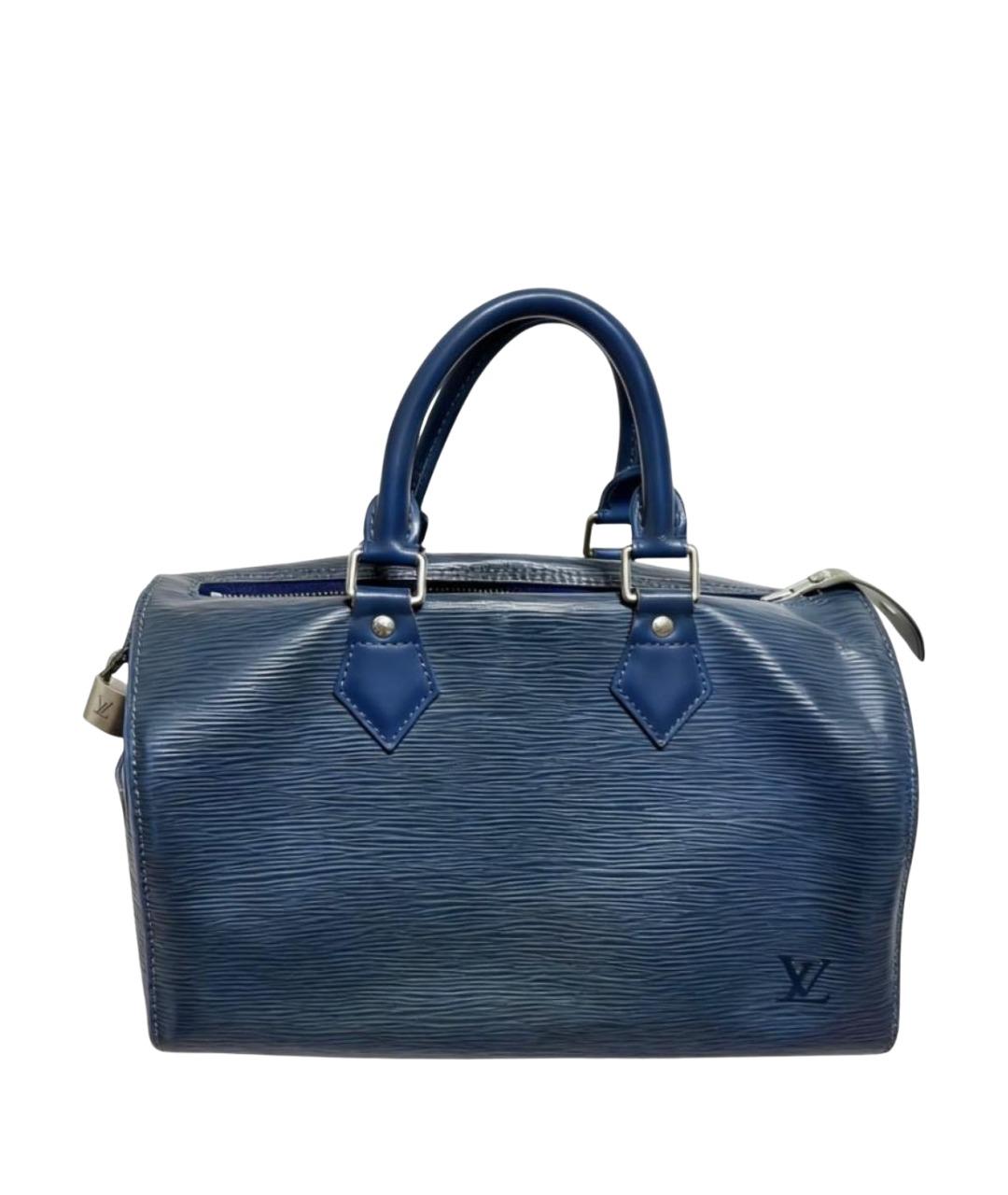 LOUIS VUITTON Темно-синяя кожаная сумка с короткими ручками, фото 1