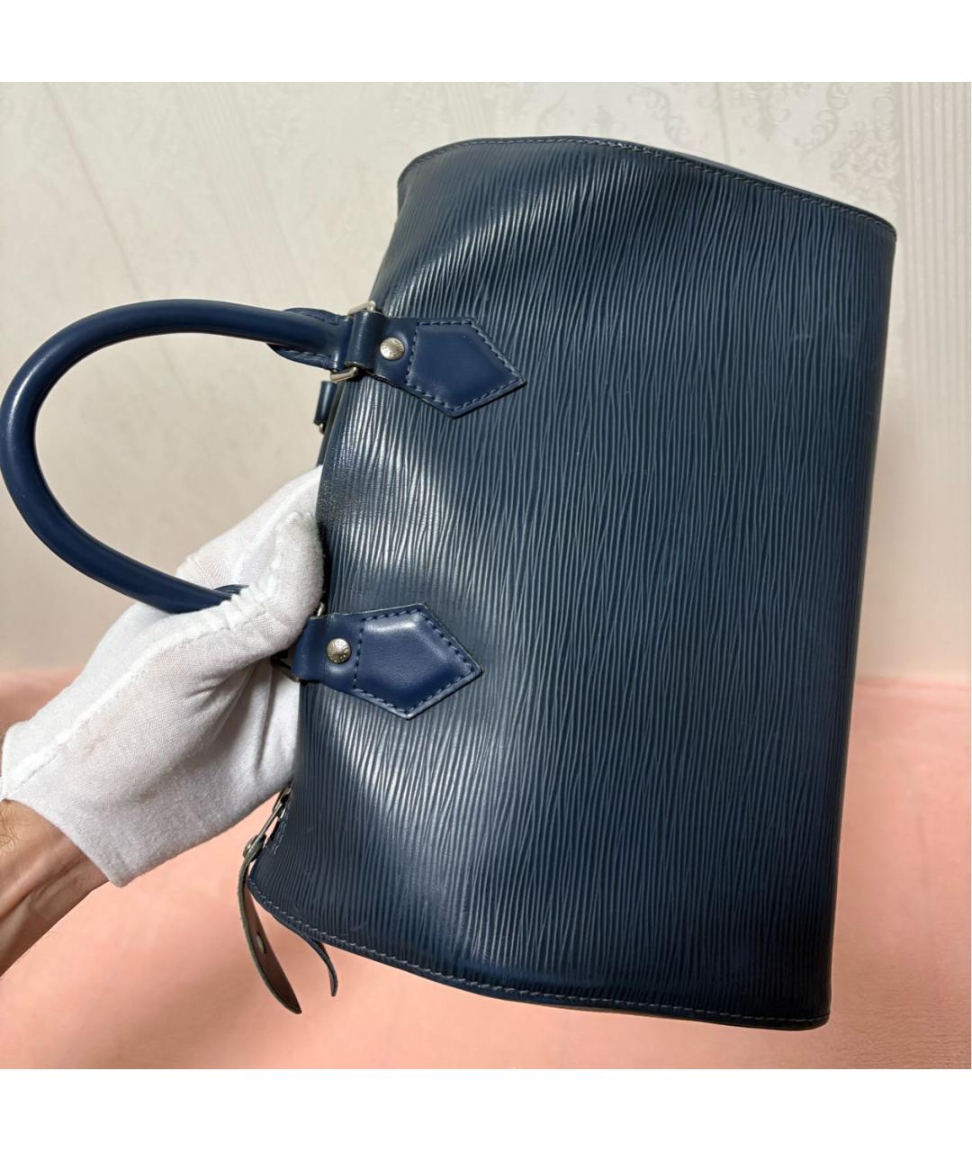 LOUIS VUITTON Темно-синяя кожаная сумка с короткими ручками, фото 3