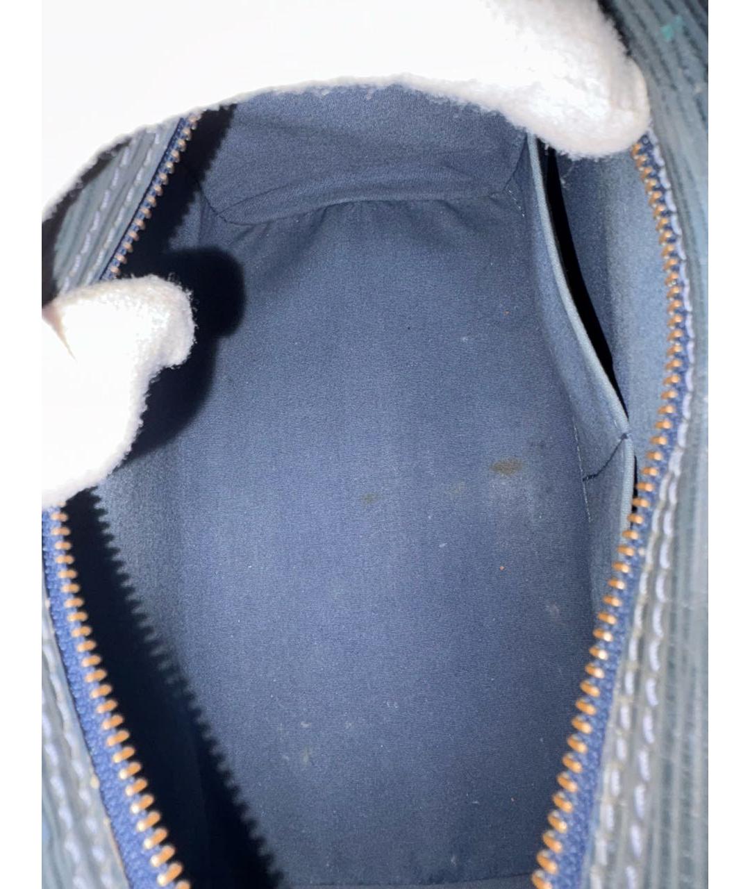 LOUIS VUITTON Темно-синяя кожаная сумка с короткими ручками, фото 8