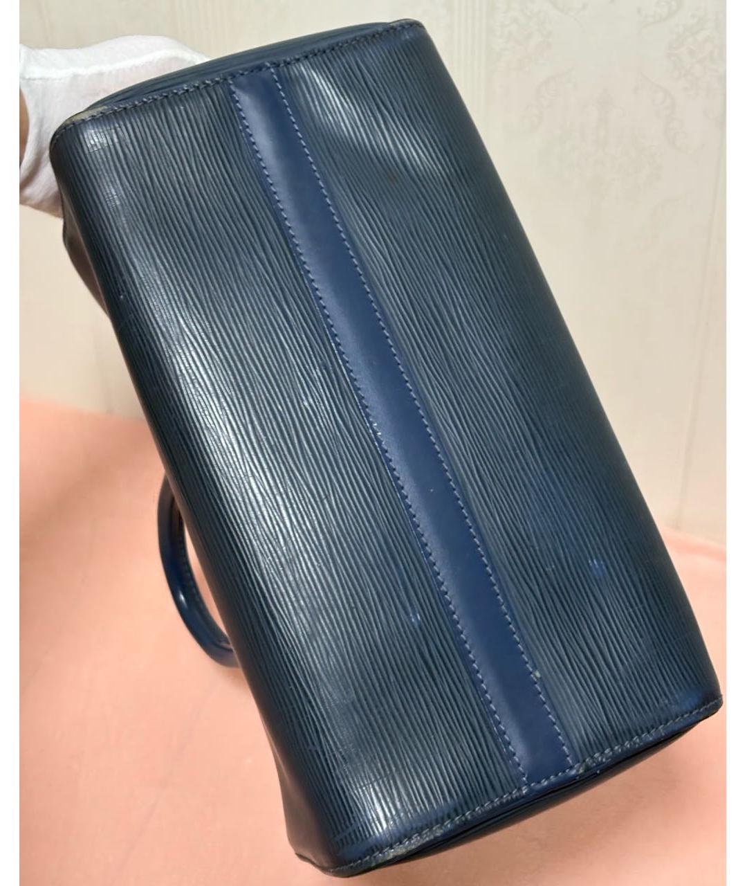 LOUIS VUITTON Темно-синяя кожаная сумка с короткими ручками, фото 6