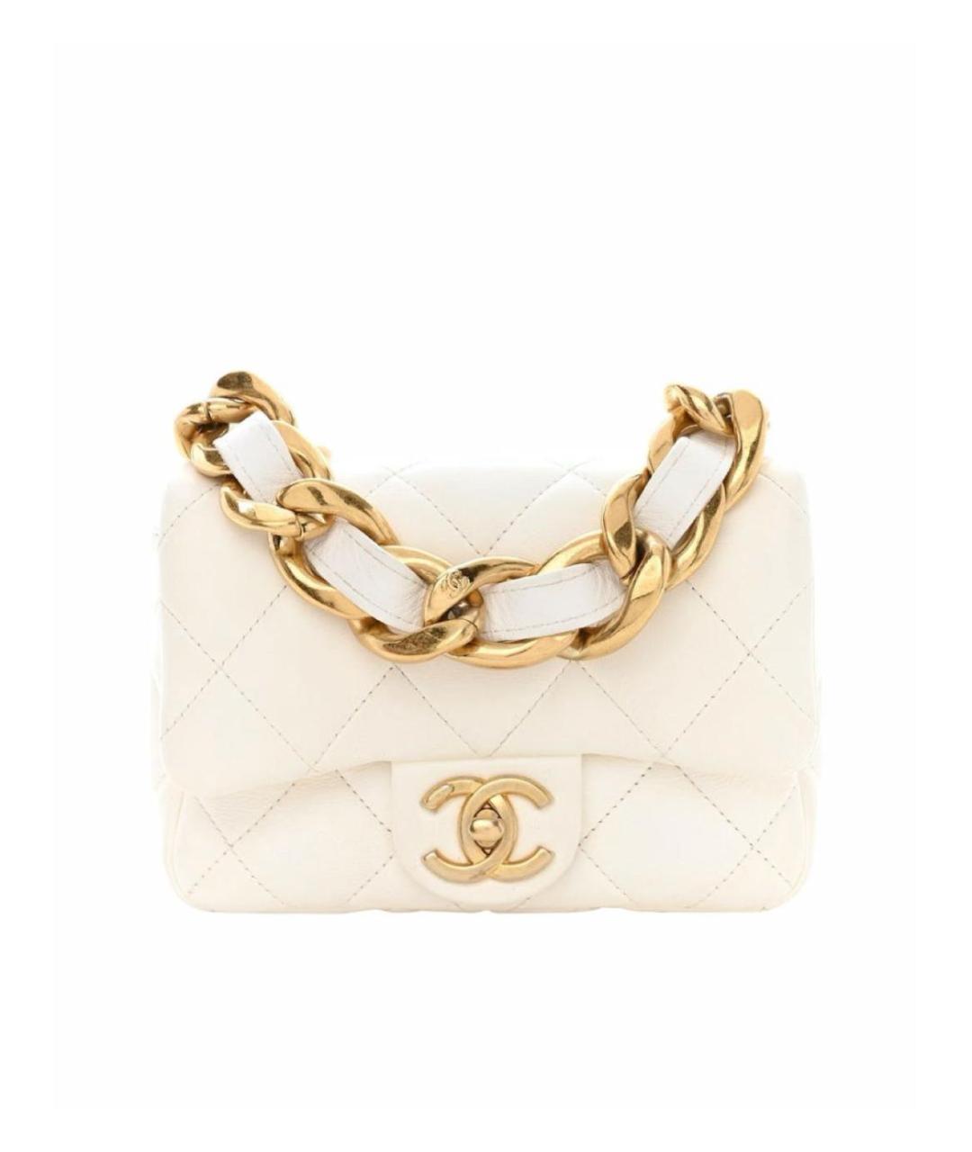 CHANEL Белая кожаная сумка с короткими ручками, фото 8