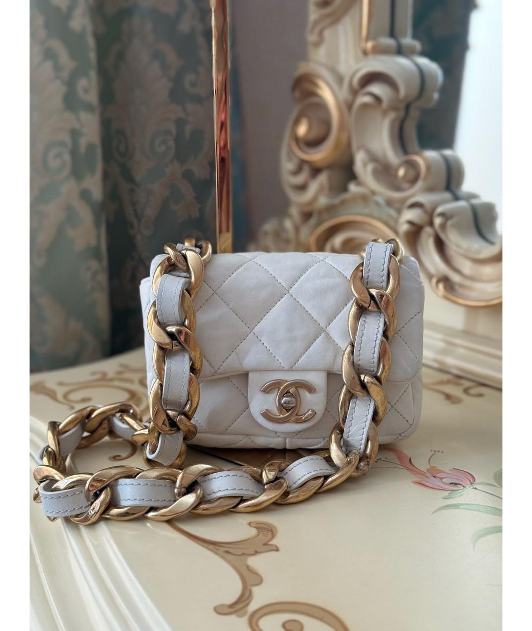 CHANEL Белая кожаная сумка с короткими ручками, фото 4