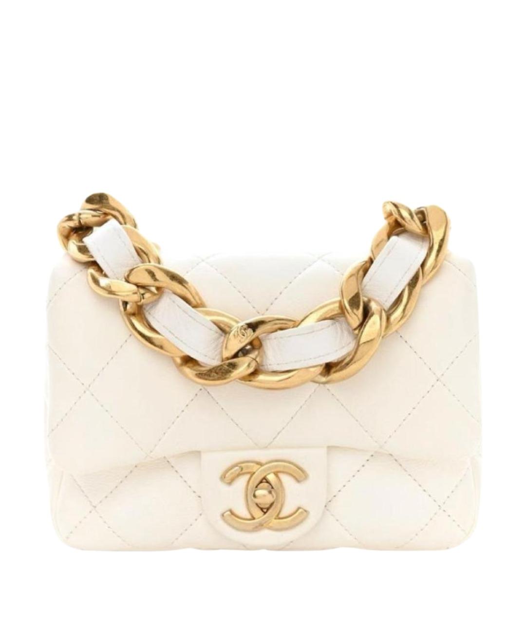 CHANEL Белая кожаная сумка с короткими ручками, фото 9