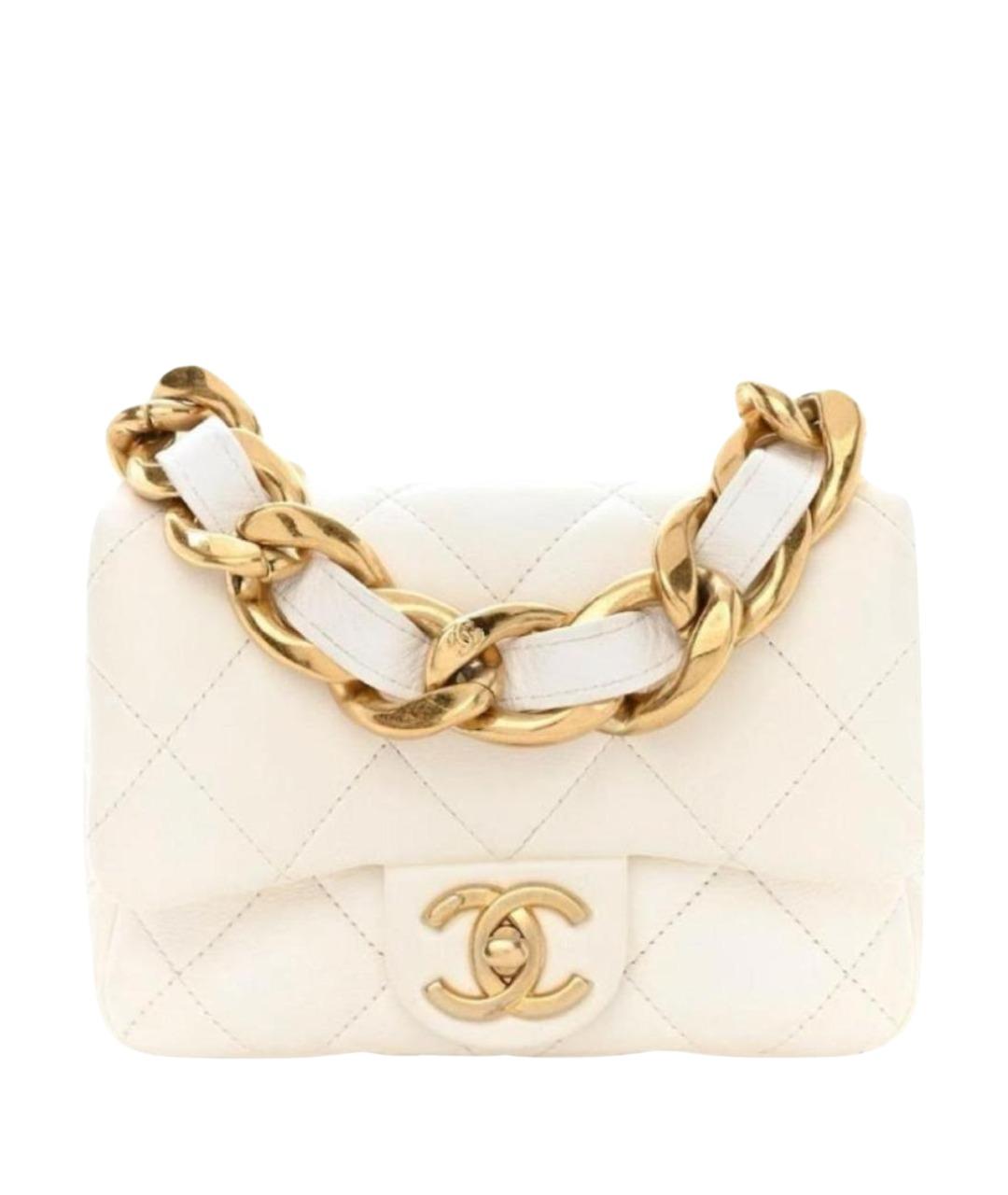 CHANEL Белая кожаная сумка с короткими ручками, фото 1