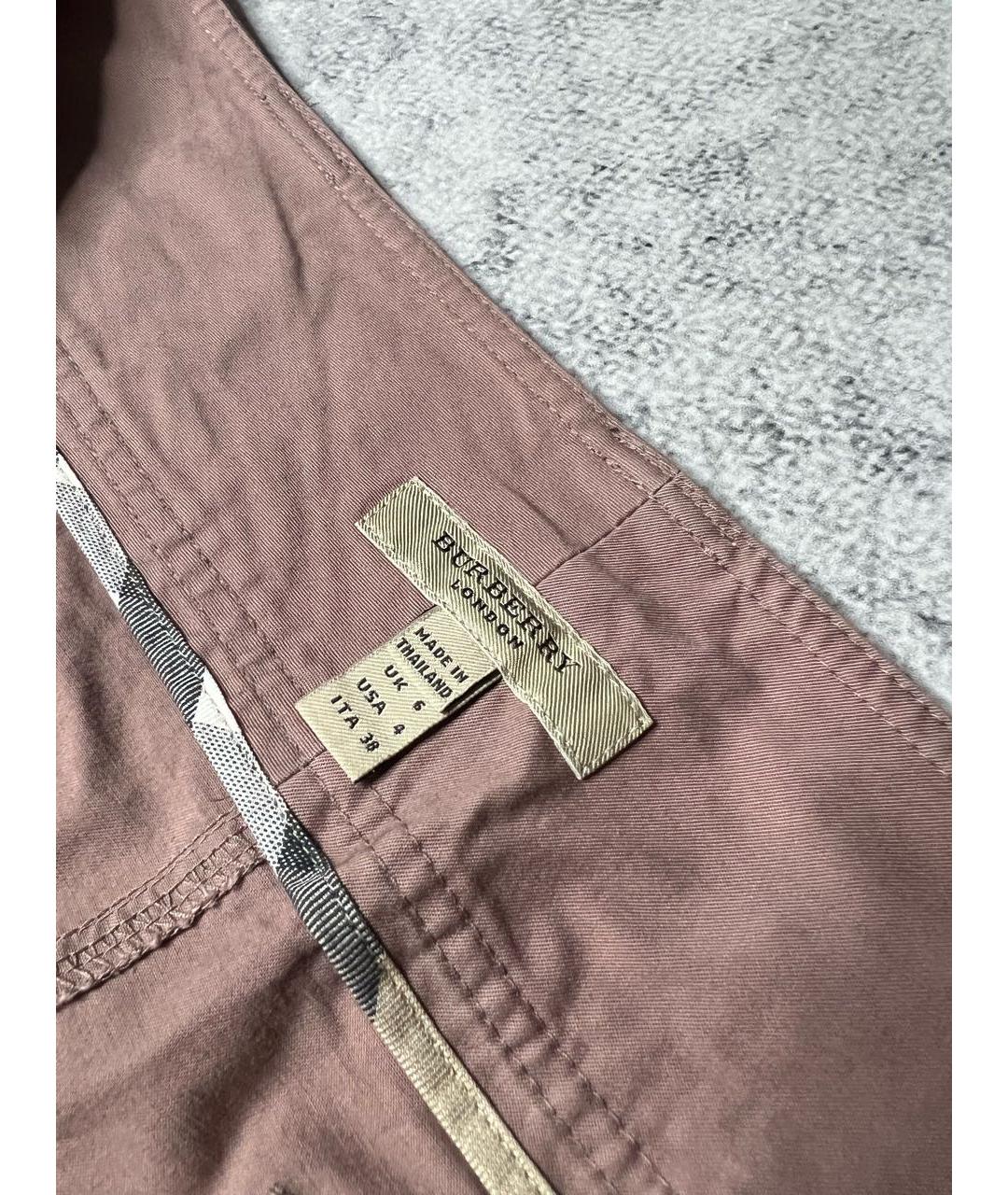 BURBERRY Розовая хлопко-эластановая юбка миди, фото 7