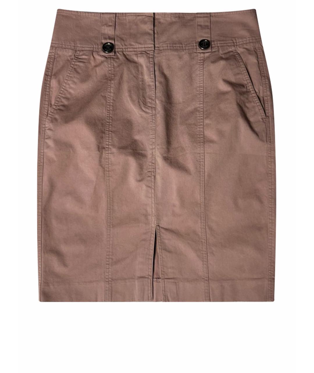 BURBERRY Розовая хлопко-эластановая юбка миди, фото 1