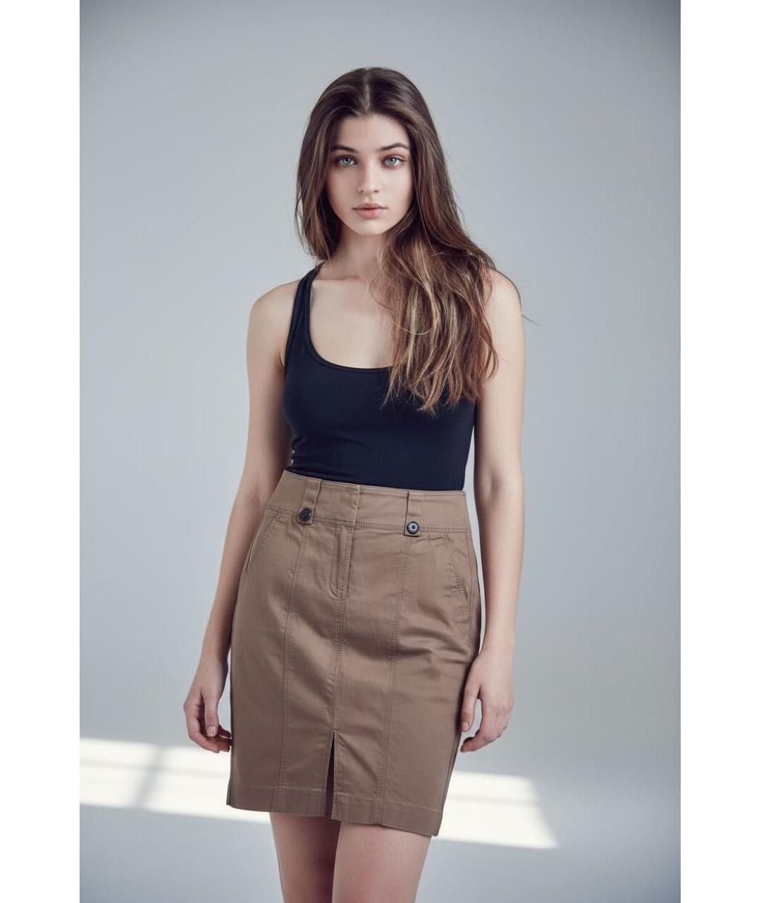 BURBERRY Розовая хлопко-эластановая юбка миди, фото 3