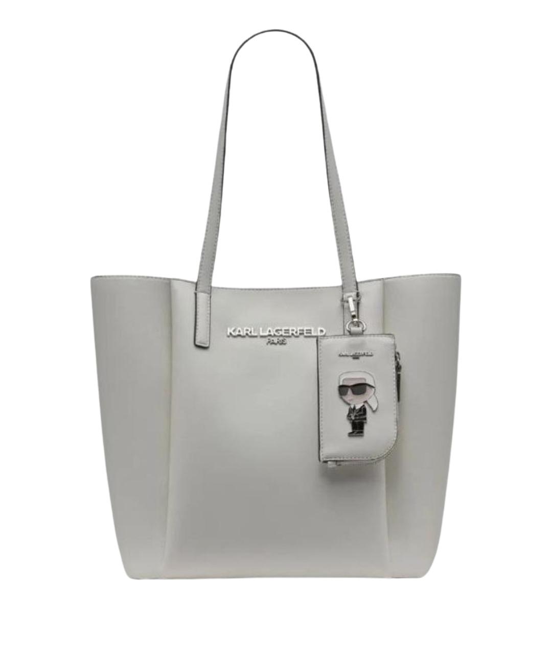 KARL LAGERFELD Белая кожаная сумка тоут, фото 1
