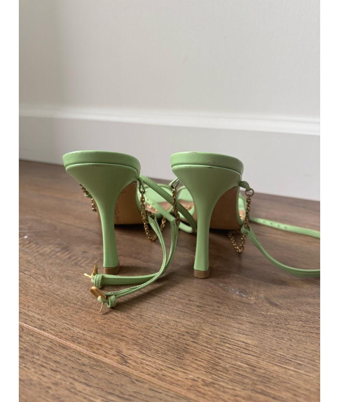 BOTTEGA VENETA Салатовые кожаные босоножки, фото 5