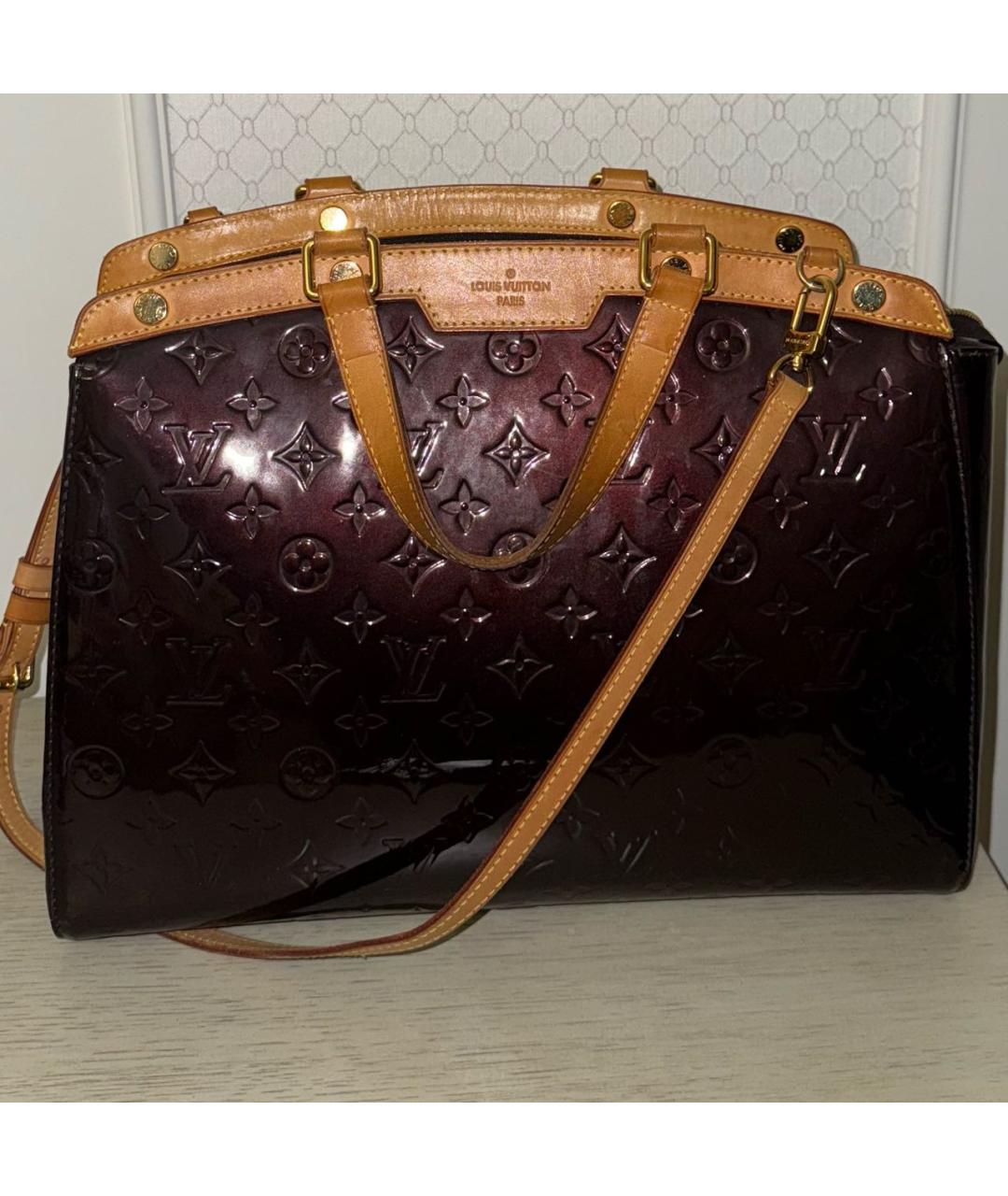 LOUIS VUITTON Бордовая сумка тоут из лакированной кожи, фото 5