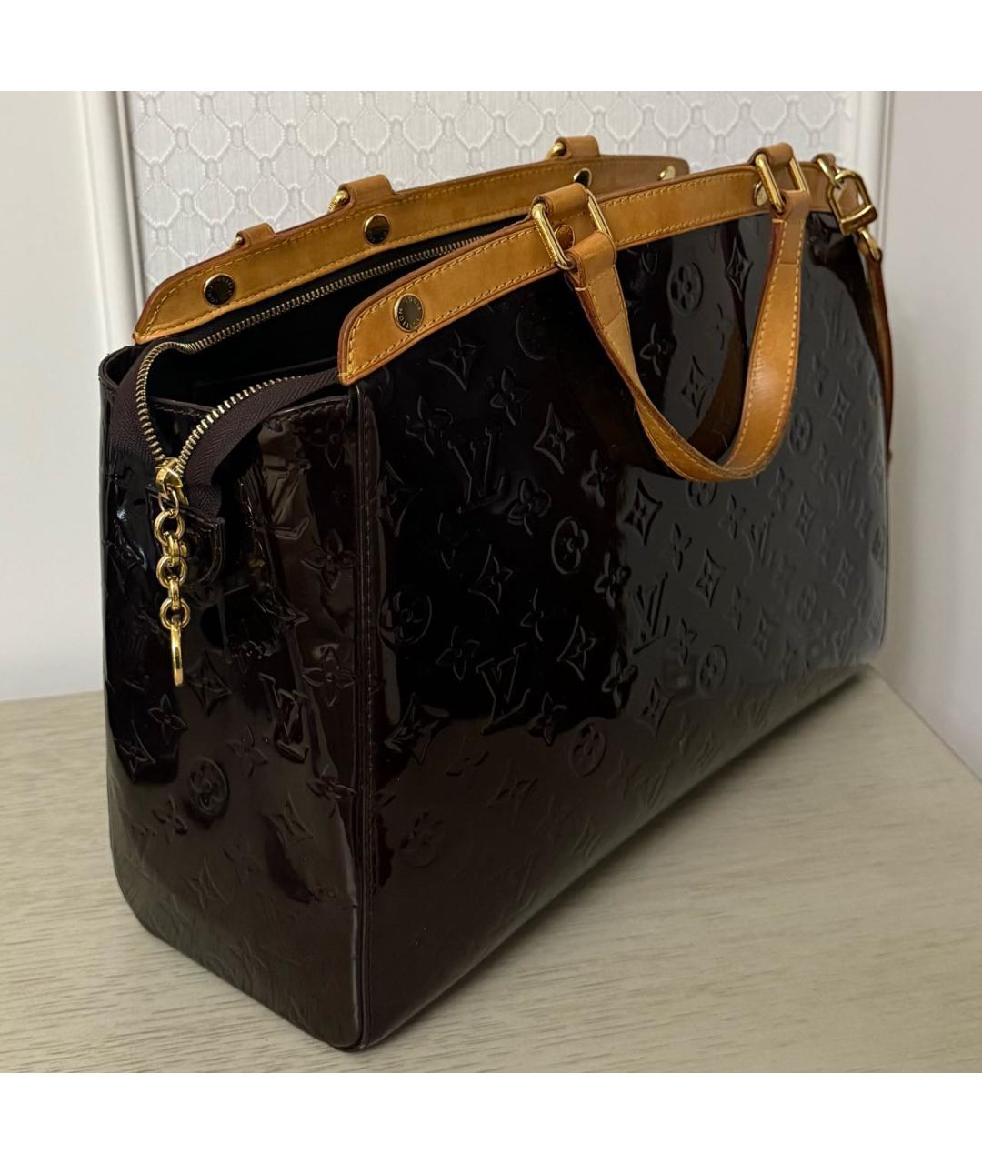 LOUIS VUITTON Бордовая сумка тоут из лакированной кожи, фото 2