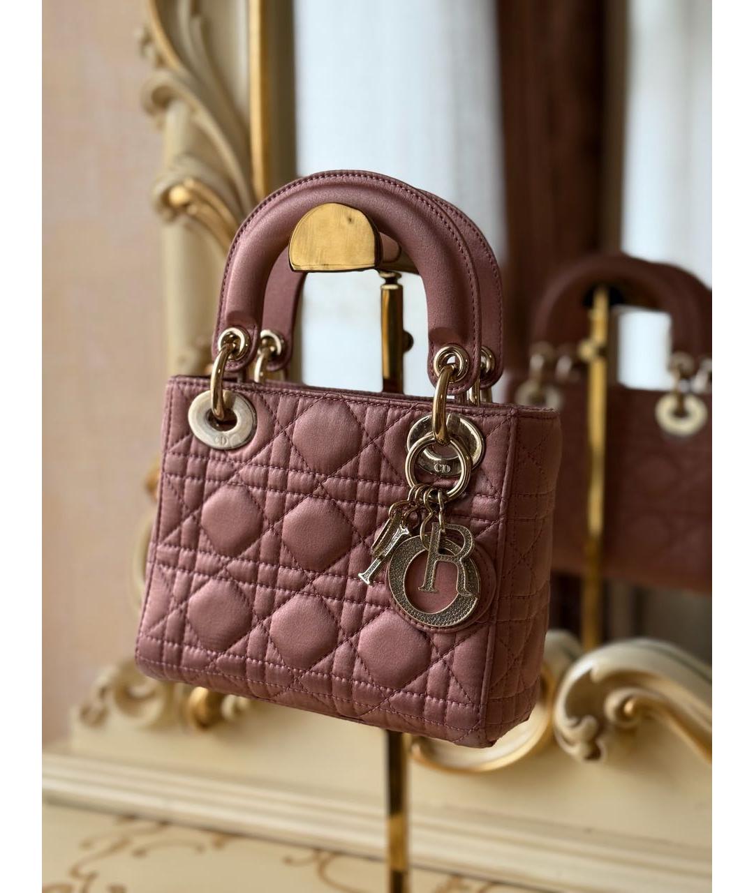 CHRISTIAN DIOR Розовая кожаная сумка с короткими ручками, фото 3