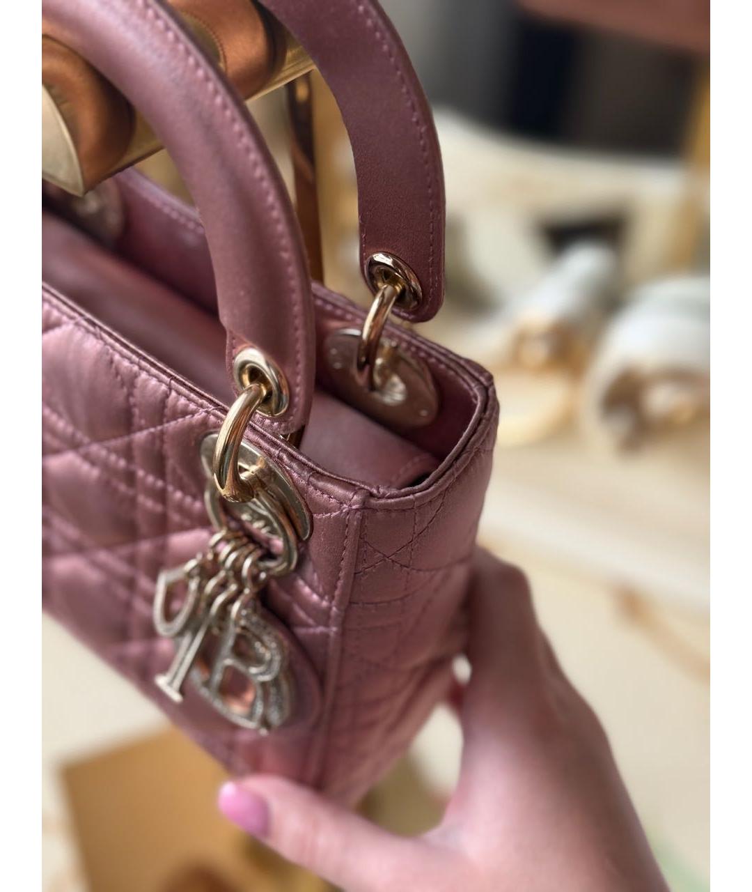 CHRISTIAN DIOR Розовая кожаная сумка с короткими ручками, фото 5