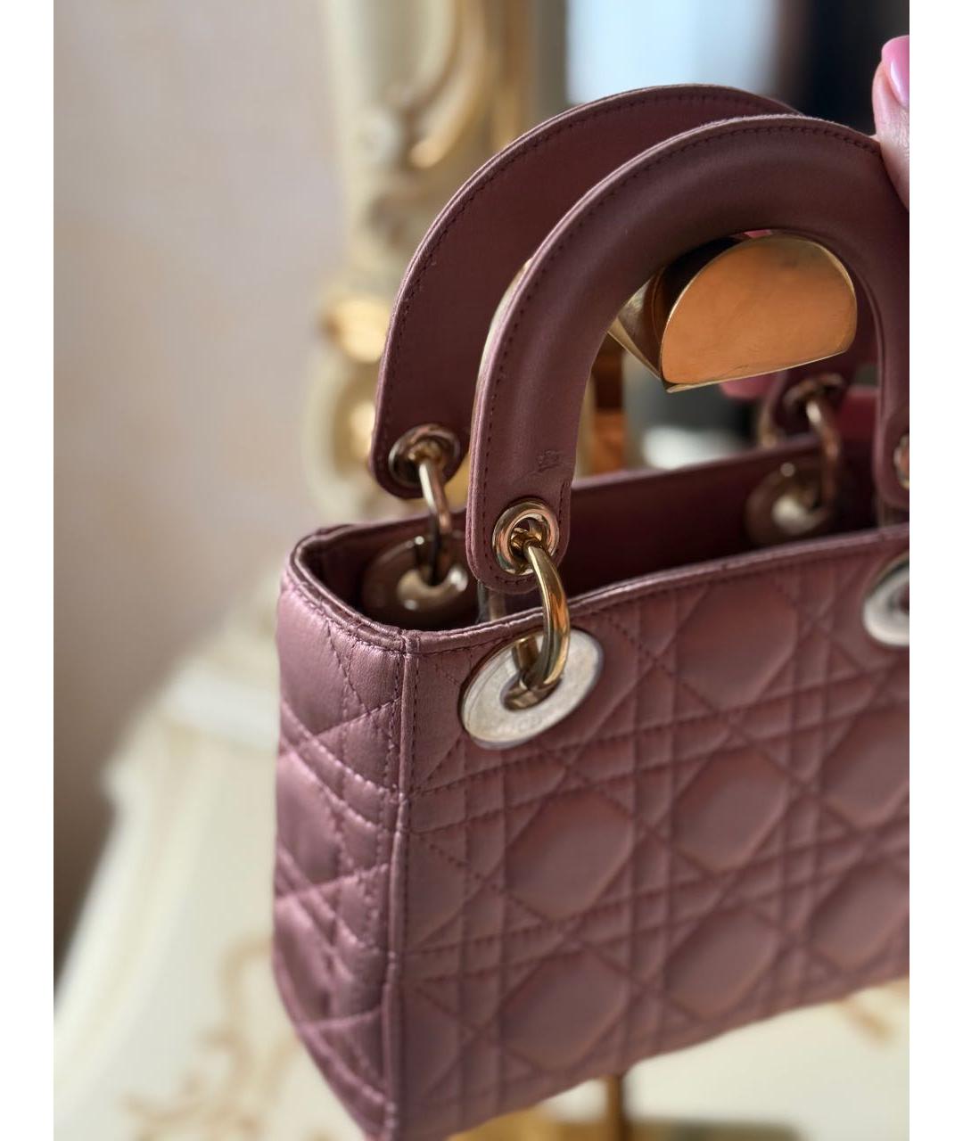 CHRISTIAN DIOR Розовая кожаная сумка с короткими ручками, фото 6