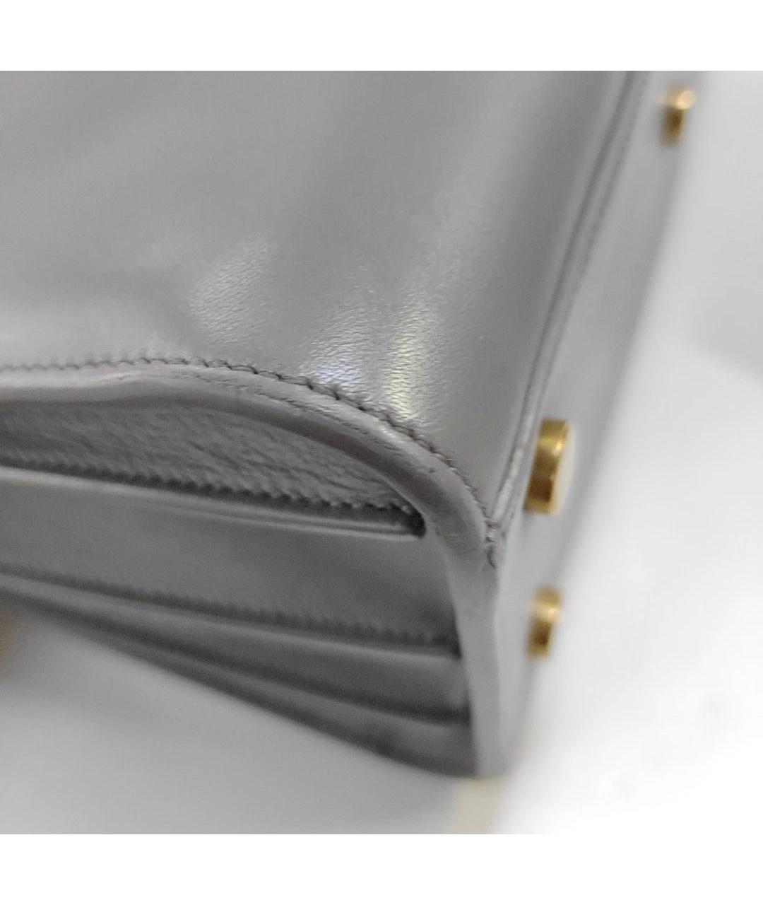 SAINT LAURENT Серая кожаная сумка тоут, фото 8