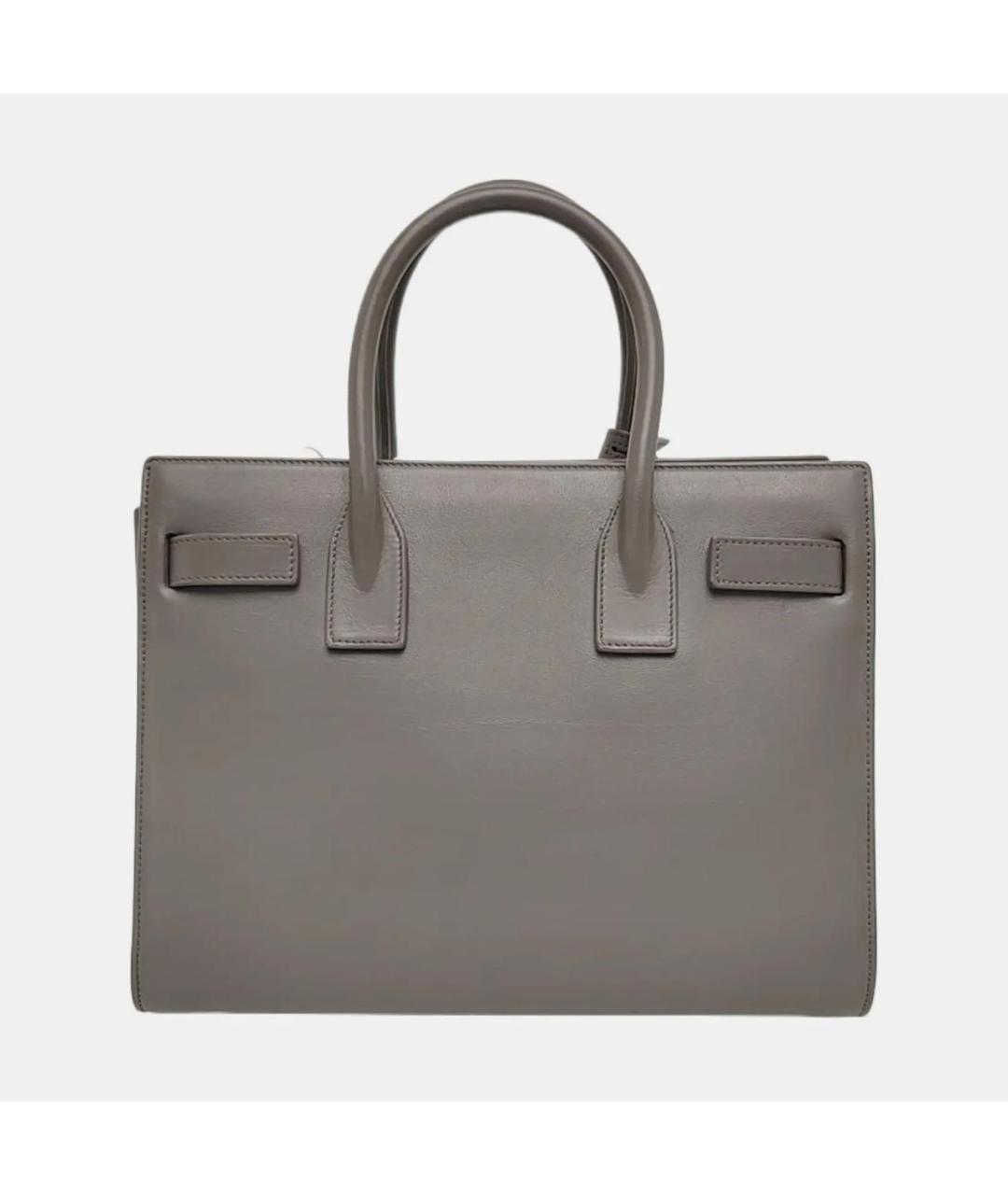 SAINT LAURENT Серая кожаная сумка тоут, фото 4