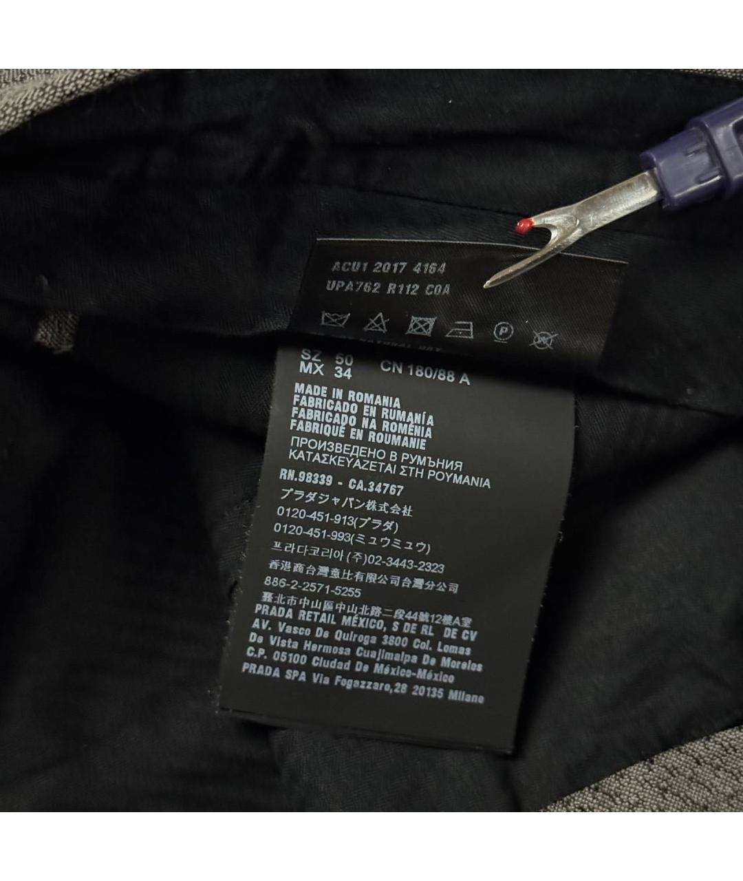 PRADA Серые шерстяные классические брюки, фото 7