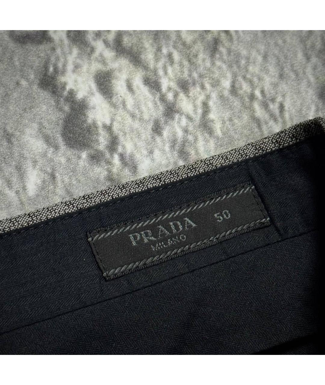 PRADA Серые шерстяные классические брюки, фото 5