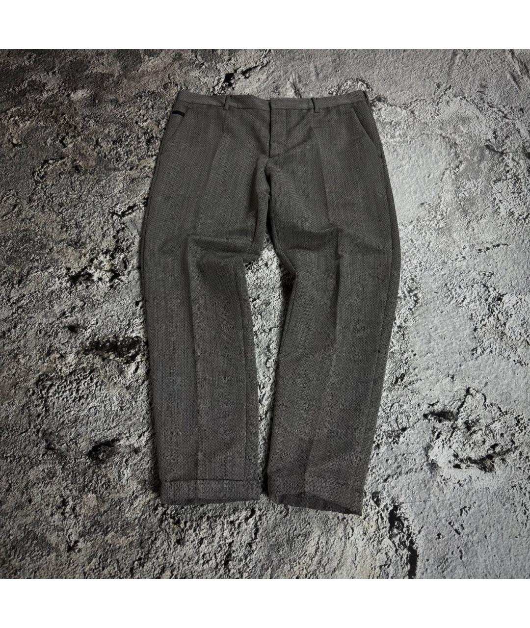 PRADA Серые шерстяные классические брюки, фото 9