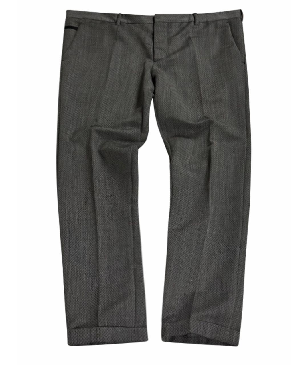 PRADA Серые шерстяные классические брюки, фото 1