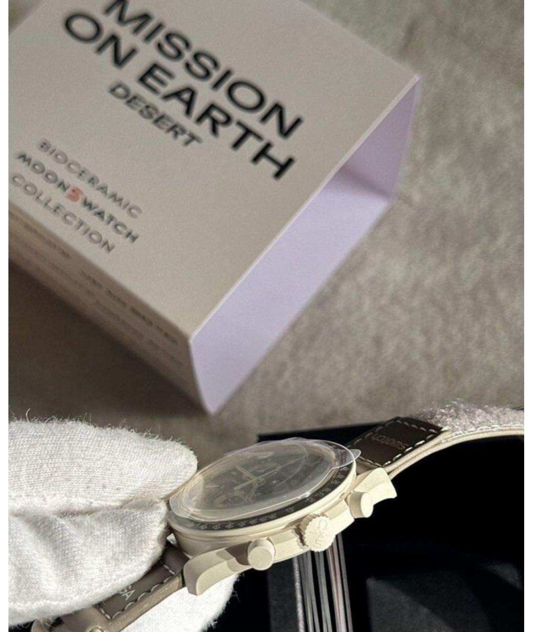 Swatch Бежевые керамические часы, фото 4